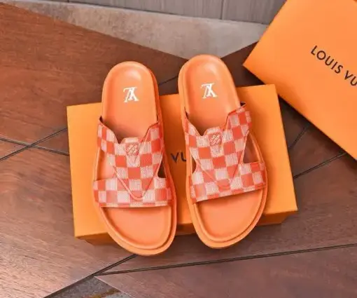 LV Leather Sandal Orange/White