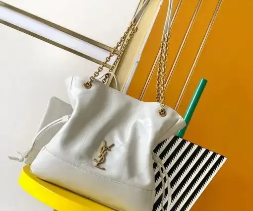 YSL Jamie Shopping Small Leather Shoulder Bag White
