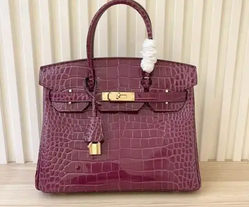 Hermes Birkin Togo Bag Crocodile Maroon