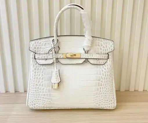 Hermes Birkin Togo Bag Crocodile White