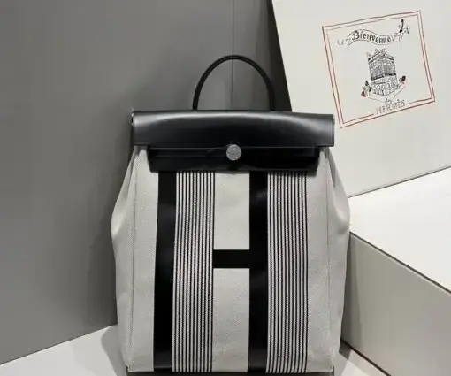Hermes Herbag A Dos Zip Backpack Black & Gray