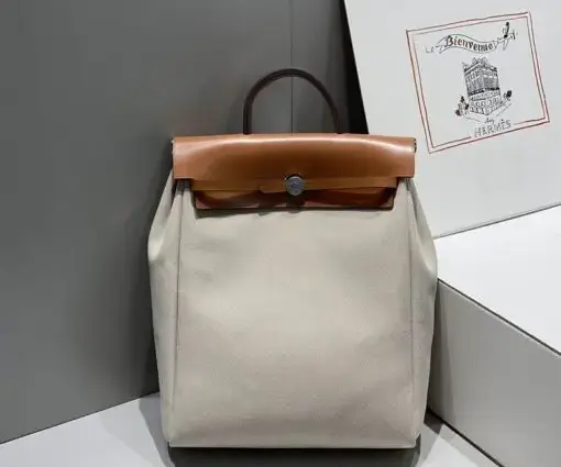 Hermes Herbag A Dos Zip Backpack Off-White