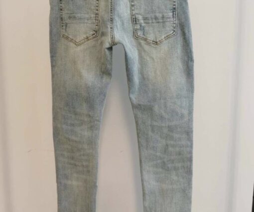 Alternative view of Amiri Bandana Artpatch Skinny Jeans Light Blue Distressed Denim