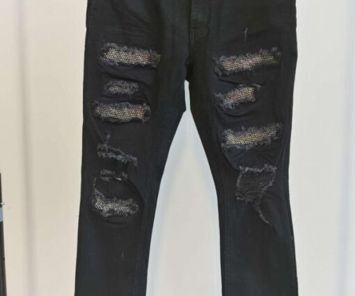 AMIRI Men's MX1 Bandana Ripped Patch Skinny Jeans Black