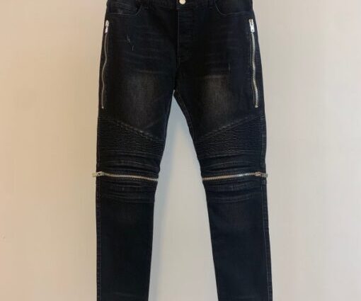 Amiri MX2 Skinny-Fit Leather-Panelled Distressed Stretch-Denim Jeans Black