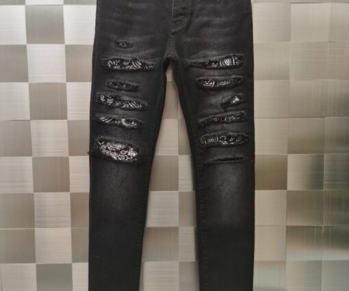 Amiri Bandana Thrasher Skinny Jeans Black Denim