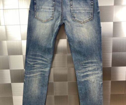 Alternative view of Amiri Varsity Patch Distressed Skinny Jeans Blue Indigo Wash