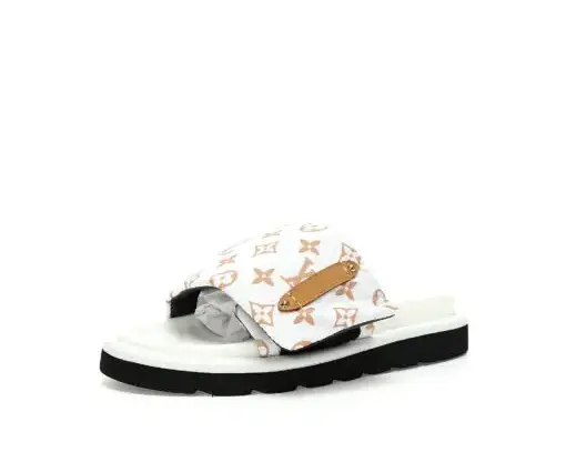 LV Pool Pillow Flat Comfort Mule White