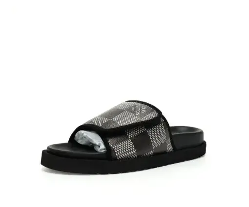LV Monogram Paseo Flat Comfort Sandal Black Check