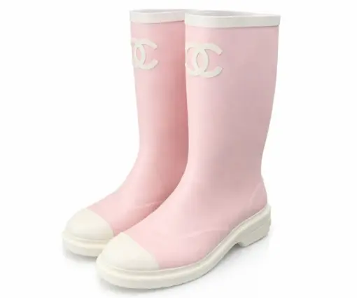 Chanel RAINING BOOTS PINK AND WHITE