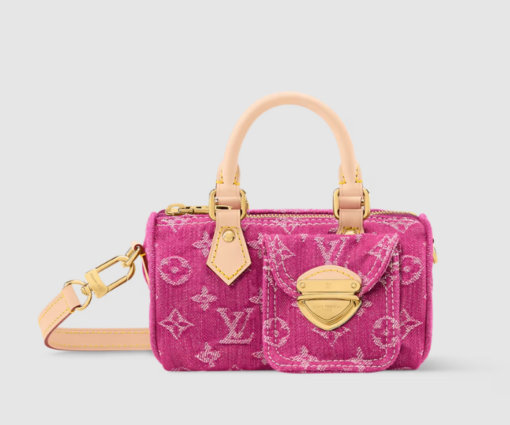 LV Nano Speedy Bag Fuchsia Denim